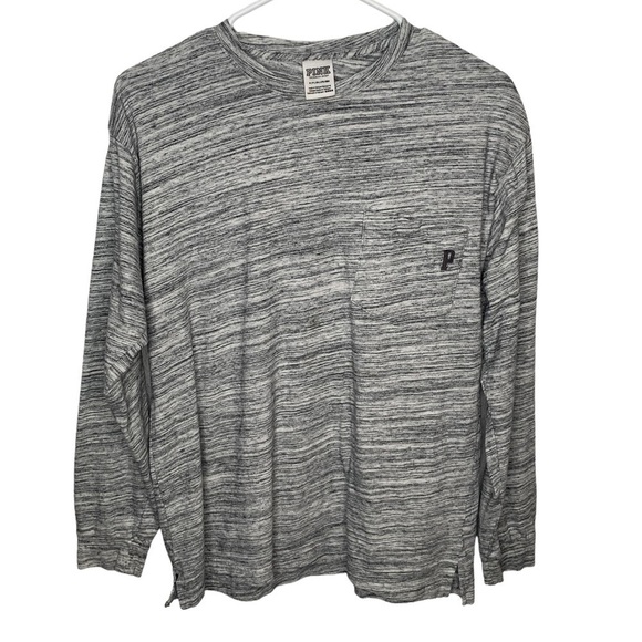 Victoria Secret PINK Gray With Dark Bling Long Sleeve Tee Size Small - Picture 1 of 8